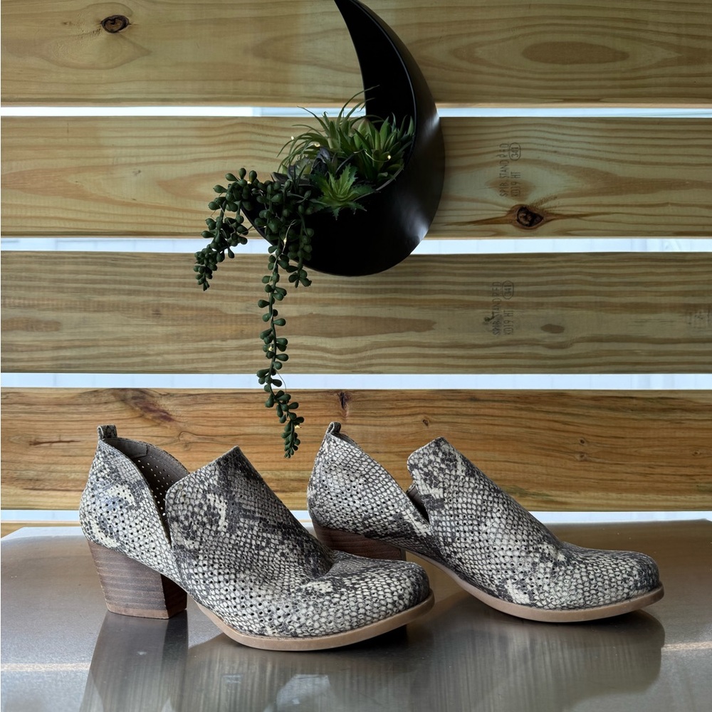BareTraps Snakeskin Mules